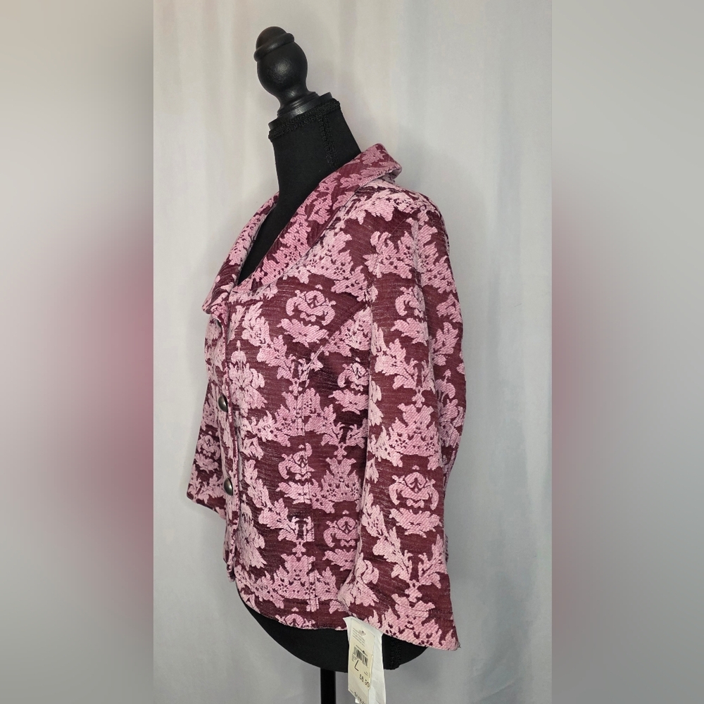 Vintage DKNY Jeans Pink Jacquard Floral Y2K Blazer Jacket - Picture 5 of 8